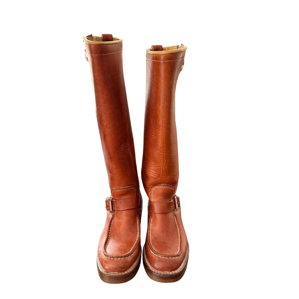 The Snake Proof Boots VTG Leather Engineer Hunting Goodyear Mens 6D Women 8 Tall